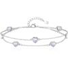 Tusuzik Bracciale Donna Argento 925 Con Cuore Doppia Catena Regolabile braccialetti Gioielli pietra natale braccialetti Cuore Regalo Donna Compleanno per Moglie Mamma Fidanzata Amica(Viola chiaro)