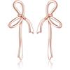 Reffeer Orecchini a lobo in argento Sterling 925, per donne e ragazze, con fiocco, a goccia, Argento, Nessuna pietra preziosa, C-Rose Gold Plated, AAE178+GiftBox