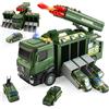 KADAYAYA Camion Militare Giocattolo per Ragazzi, Con 6 Veicoli Militari | Set di Giocattoli Militari con 8 Missile,Luci e Suoni,Giocattoli Militare adatti a Bambini di età Superiore ai 3 Anni
