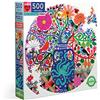 eeBoo- eeBoo's Love Piece Round Jigsaw Birds And Flowers Cartone Riciclato-Puzzle Adulto 500 Pezzi Colorati-PZFBDF