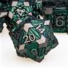 ORIFANTOU Set di 7 dadi in metallo per DND con scatola, dadi verdi D e D per l'uso con giochi da tavolo D&D Set di dadi poliedrici D20 D12 D10 D8 D6 D4