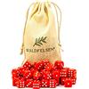 Waldfelsen 6, 12, 20, 30 o 50 dadi di alta qualità, dimensioni standard 16 mm, dadi acrilici, dadi da gioco, 6 lati, set di accessori da gioco con sacchetto di stoffa (rosso, 50 pezzi)