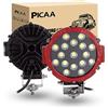 PICAA Faro da Lavoro LED 2pcs 51W 7 Pollici Rosso Tondo Flood Light Fari Led Auto Luci per Fuoristrada Guida Fendinebbia Luci della Barca Luci di Guida Faro da Lavoro a Led SUV Lampada Trattore