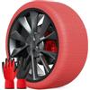 Suriwee Calze da Neve Omologate Italia EN 16662-1 - Snow Sock, Set di 2 Catene da Neve in Tessuto per Auto, Catene Invernali per Auto, Rosso/Bianco (Rosso, M)