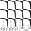 YUENPUN 12 staffe per mensole in metallo nero, 10 cm, ad angolo retto, con viti, resistenti staffe per mensole da parete per tavoli, mobili, librerie, tavole in legno