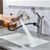 LakeBayMZC Rubinetto Bagno Lavabo Con Doccetta Estraibile a 3 Modalità, Miscelatore Lavabo Estraibile, Rubinetti Monocomando Bagno con Doccetta, Aeratore Rimovibile, Senza Piombo,Grigio argento