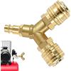 Oiieco Ripartitore Aria Compressa 2 Vie, Raccordo Pneumatico in Ottone NW 7.2 1/4 AG, Connettore Rapido Tubo Aria, Giunto Pneumatico