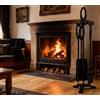 Kingson Set di accessori per caminetto in ghisa, 4 pezzi, con spazzola, pala, attizzatoio e supporto, robusto design tradizionale, altezza 63,5 cm, finitura in ferro nero