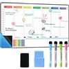 POPRUN Lavagna bianca autoadesiva, 42 x 28 cm, planner settimanale, lavabile, per frigorifero, parete, vetro, legno, tutte le superfici lisce, calendario familiare, pianificazione dei pasti, per la