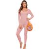 WOWENY Set di biancheria intima termica da donna, calda, termica, traspirante, funzionale, da donna, Colore: rosa., XL