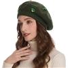 ZLYC Donna Inverno Cashmere Basco Scozzese Stile Francese Berretto Doppio Strato