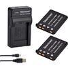 Newmowa EN-EL10 Batteria (2 pezzi) e USB Caricatore Kit per Nikon EN-EL10 | Compatibile con Nikon Coolpix S60,S80,S200,S202,S203,S205,S210,S220,S225,S230,S500,S510,S520,S570,S600,S700,S3000,S4000,S5100