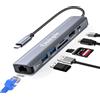 Oblinple Hub USB C 7-in-1 Docking Station con HDMI 4K@60Hz Ethernet Gigabit 2*USB 3.0 PD100w Lettore Schede SD TF, HDMI USBC Multiporta Adattatore per MacBook Air Pro iPad Hp