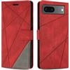 SONWO Cover per Google Pixel 7 Custodia, Flip Caso in PU Pelle Case Cover Premium Portafoglio Custodia per Google Pixel 7, Supporto Stand, Slot per Schede, Rosso