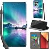 PHINIENLAND Cover per Xiaomi Redmi Note 13 Pro 4G custodia portafoglio Aurora | 3 scomparti carte, 1 tasca banconote, Chiusura magnetica, Supporto, Pelle PU flip cover per Xiaomi Poco M6 Pro