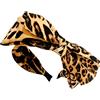 JIHUOO Cerchietto per capelli annodato con fiocco, alla moda, con nodo, fascia per capelli con fiocco, ampia fascia per capelli a turbante, accessori per capelli per donne e ragazze leopardato