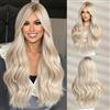 WOKESTAR Parrucche Bionde Lunghe Bianche per Donna Parrucca Sintetica per Capelli con Frangia per Tende