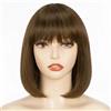 TYXHXTF Corto Lisci Flat Frange Bob Parrucche, 12 Pollic Dritto Capelli Breve Charming Bob con Bangs per Donna Natura Resistente al calore Fibra sintetica Partito/Cosplay/Costume/Quotidiano (Marrone)