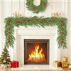 SOMYTING 1 ghirlanda di Natale da 1.8 m, con bacche rosse, ghirlande di piante artificiali con pigne, per albero di Natale, casa, vacanze, decorazioni natalizie