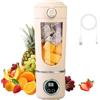 MeYuxg Mini Frullatore Portatile, 700 ml Frullatore Elettrico, USB Ricaricabile, Smoothie Maker con 12 Lame, Fresh Juice Frullatore, per Smoothie, Frullati di Frutta e Verdura(1500 mAh, Beige)