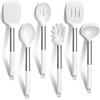 Set di cucchiai da cucina in silicone da 4 pezzi - Cucchiai antiaderenti con manico lungo, senza BPA per cucinare, cucinare, cuocere, mescolare, mescolare (27 x 5,7