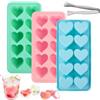 Rieoany Set di 3 Stampi per Ghiaccio a Forma di Cuore, Stampi in Silicone per Ghiaccioli, Cioccolato, Budino (Confezione di Colori Rosa, Verde e Blu)