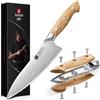XINZUO 3 Strati Acciaio Composito 21cm Coltello da Cuoco -Professionale Coltello da Chef da Cucina-Nucleo in Acciaio 10Cr15CoMoV-Lama Affilata Uso in Cucina e Sala da Pranzo -Manico in Legno d'Ulivo
