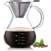Ailelan 600ml Caffettiera Pour Over Coffee Maker Vetro con Filtro Permanente e Manico Resistente al Calore, Caffettiera Vetro Filtro Pour Over Prepara Fino a 4 Tazze per Casa e Barista