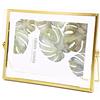 Leoyoubei Cornice portafoto in vetro galleggiante, stile vintage e vetro, collezione di cornici geometriche in metallo, doppio vetro, cornice verticale da scrivania in metallo, da 13 x 17 a 15 x 20 cm