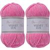 Utopia Crafts Velvet Lux - Filato di ciniglia super morbido per maglieria e uncinetto, 100 g - 110 m (Rosa Tulipano) (Confezione da 2)