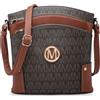 MARCO M KELLY Borse a tracolla borse per le donne alla moda multi tasche monogramma zip borse a tracolla da donna in pelle PU, Caff, Large