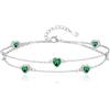 Tusuzik Bracciale Donna Argento 925 Con Cuore Doppia Catena Regolabile braccialetti Gioielli pietra natale braccialetti Cuore Regalo Donna Compleanno per Moglie Mamma Fidanzata Amica(Verde)