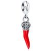 CRISNATA Ciondolo di Charm Corno rosso italiano, Argento Sterling 925 Italia Corno Peperoncino Perline penzolanti, Fit Pandora Style Bracelet Collana, Regalo fortunato per San Valentino/mamma/papà