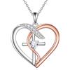 YAFEINI Collana a forma di cuore da donna in argento 925 con ciondolo a forma di croce e zirconi, regalo per donne e mamma