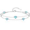 Tusuzik Bracciale Donna Argento 925 Con Cuore Doppia Catena Regolabile braccialetti Gioielli pietra natale braccialetti Cuore Regalo Donna Compleanno per Moglie Mamma Fidanzata Amica(Blu mare)