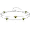 Tusuzik Bracciale Donna Argento 925 Con Cuore Doppia Catena Regolabile braccialetti Gioielli pietra natale braccialetti Cuore Regalo Donna Compleanno per Moglie Mamma Fidanzata Amica(Verde oliva)