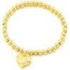 COOLSTEELANDBEYOND Bracciale Elastico Dorato con Charm Cuore da Donna Perline Minimaliste Impilabili