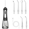 BarberBoss Idropulsore dentale senza fili per denti e gengive, irrigatore orale ricaricabile, 5 modalità di pulizia, 6 ugelli e display LED, kit filo interdentale impermeabile IPX7 (Nero)