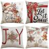 Artscope 4 Pezzi Federe Cuscini di Natale Cuscino Decorativo in Lino Natalizi per la Decorazione Domestica Soggiorno Camera da Letto Divano 50x50cm (Rosso - Popolo di Neve e Torta di Zenzero)