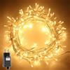 H HANSEL HOME Catena Luminsa Natale Esterno e Interno, Luci Albero di Natale con 8 modalità di illuminazione Impermeabile IP44, Luci LED Natalizie Cavo Trasparente (Luce Calda, 140 Led 7M)
