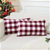 JOTOM Set di 2 Fodere per Cuscini Buffalo Controllo Plaid Copri Cuscino per Casa Divano Auto Plaid natalizi Tartan Federe Decorative 30 x 50 cm (Rosso e Bianco)
