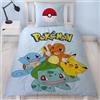 Character World Biancheria da letto Pokémon 135x200 - Idea regalo per bambini appassionati di gaming, 1x federa 80x80 + copripiumino 135x200, con cerniera - Motivo reversibile - Articoli da regalo per fan di Pikachu