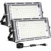 CREATESTAR Faretto Led da Esterno, 100W 2 Pezzi Faretti Led Esterni luce bianca fredda, IP65 Impermeabile Faro Led Esterno per magazzino, campo sportivo, giardino, garage, parcheggio