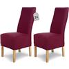 sh SCHEFFLER-HOME LIVE HOMESTYLE SCHEFFLER-Home Coprisedie Luna-Long/Set di 2 Copri Sedie da Pranzo Elastici/Sedie da Pranzo/Coprisedie Elasticizzato in Flanella con Fascia Elastica/Coprisedie Eleganti, Rosso