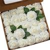 Ksnnrsng Rosa Rosse Artificiali, Fiori Artificiali Schiuma Teste di Rose Finti per DIY Matrimoni Mazzi Nuziale Festa Casa Decorazioni (25 Pezzi, Avorio)