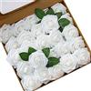 Ksnnrsng Rosa Rosse Artificiali, Fiori Artificiali Schiuma Teste di Rose Finti per DIY Matrimoni Mazzi Nuziale Festa Casa Decorazioni (25 Pezzi, Bianca)