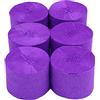 ANCLLO 6 rotoli di carta crespa da 4,5 cm x 25 m per feste, stelle filanti per sfondo e decorazioni da appendere per feste di compleanno, matrimoni e decorazioni per festival, viola