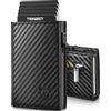TENBST portafoglio uomo slim con portamonete, portafoglio uomo piccolo premium per 8-10 carte, porta carte di credito uomo con protezione RFID, portacarte e portamonete piccolo - Nero