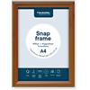 Europel telaio a scatto leggero A4, Profilo 25x11 mm, Colore effetto legno, Alluminio anodizzato, protezione antiriflesso, Dimensioni esterne 241x328 mm, Retro in polistirolo grigio