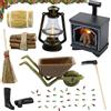 Leonshco Accessorio per Babbo Natale, accessorio per la casa del gnomo, accessorio in miniatura con camino luminoso, lampada a petrolio, pagliaio, zappa, stivali di gomma, carriola, scopa, legna da ardere,
